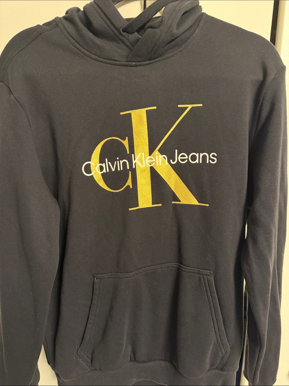 Calvin Klein Jeans Black Hoodie with Yellow Logo